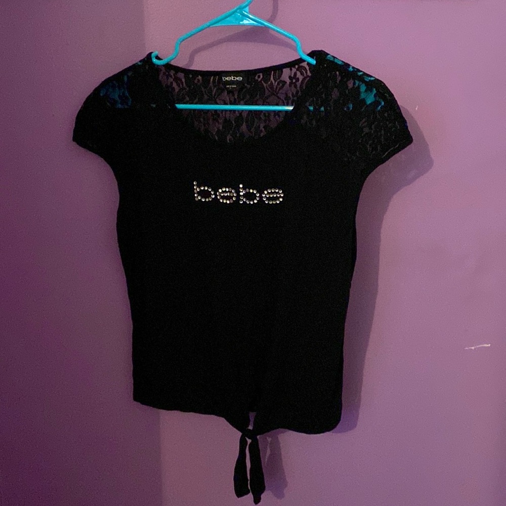 💖Bebe black rhinestone blouse🌟